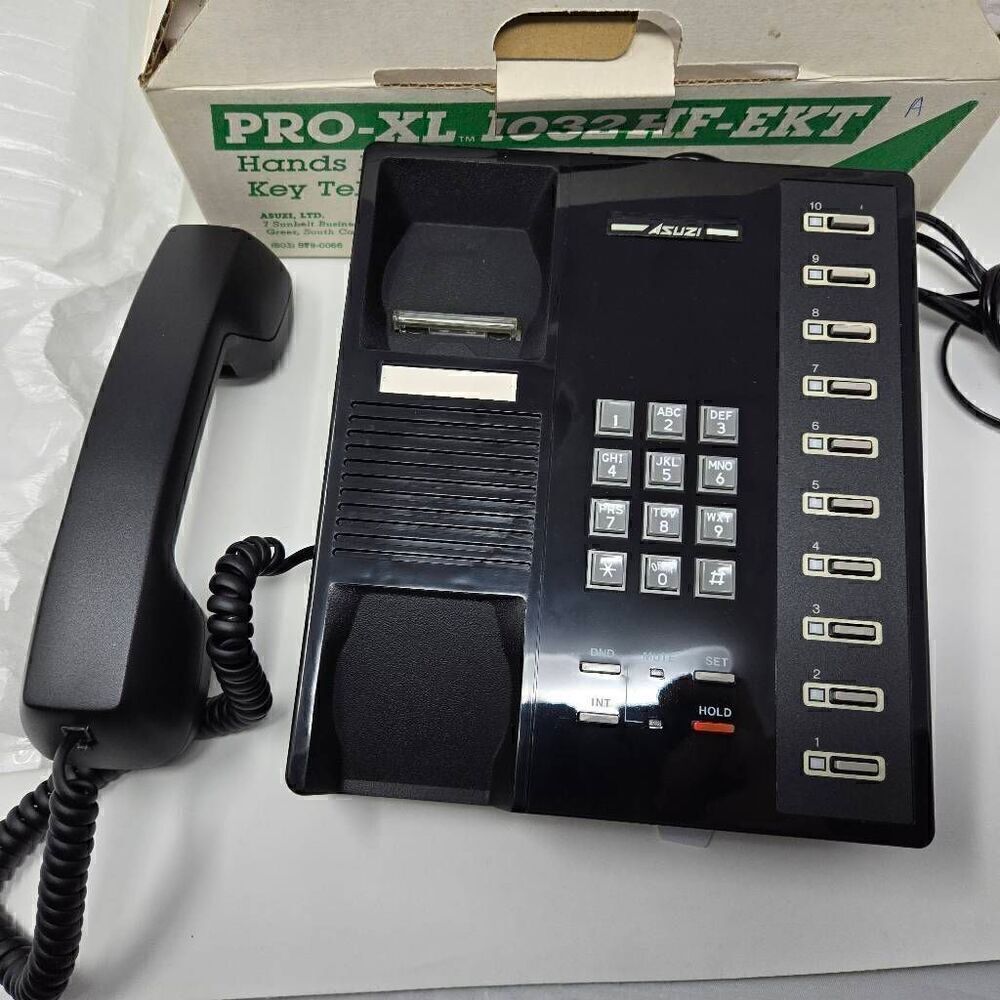ASUZI PRO-XL 1032 HF-EKT HANDS FREE ELECTRONIC KEY TELEPHONE BLACK NOS VINTAGE